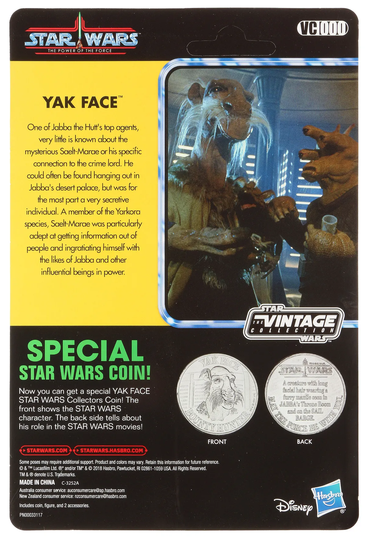 Achterkant van de VC000 Yak Face cardback